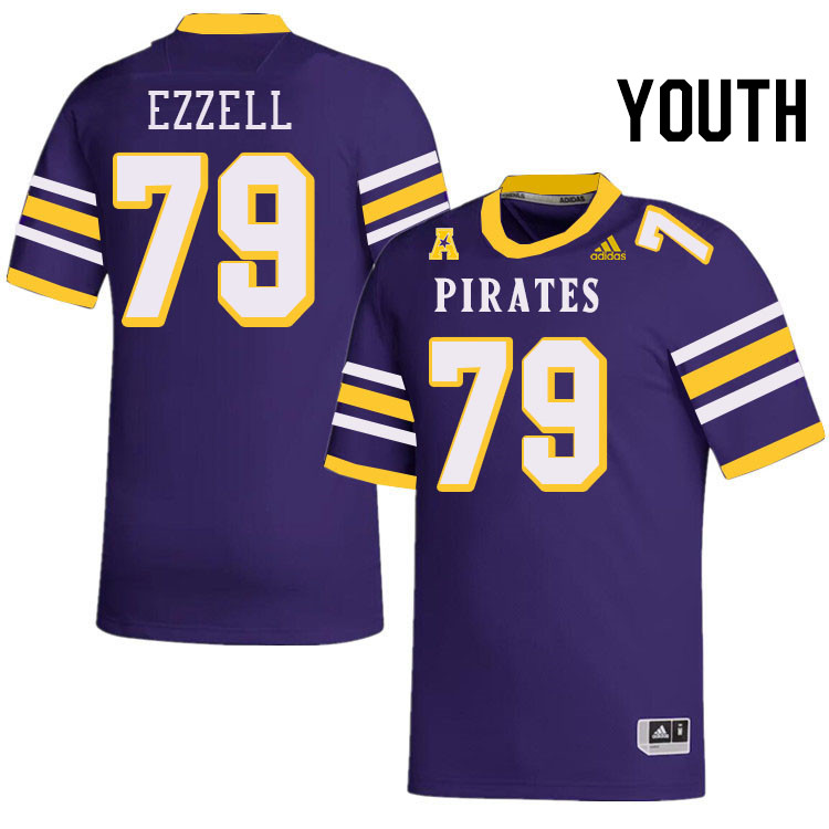 Youth #79 Cohen Ezzell ECU Pirates College Football Jerseys Stitched-Throwback